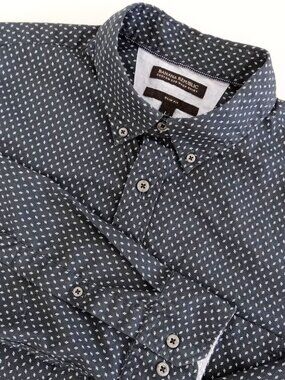 BANANA REPUBLIC Men's L Slim Fit Custom 098 Wash Shirt Button Down Navy
